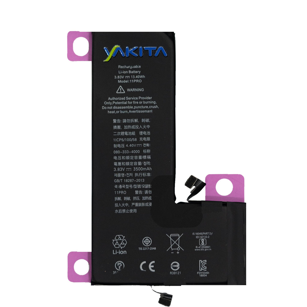 yakita extra power original battery for iphone 11 pro (a2215 /a2160 /2217) battery 3500mah