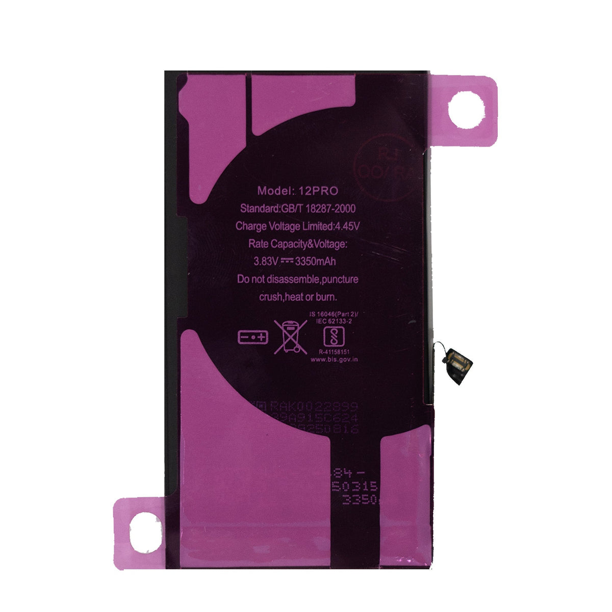 yakita extra power original battery compatible for iphone 12 pro (a2407, a2341, a2406, a2408)3350mah