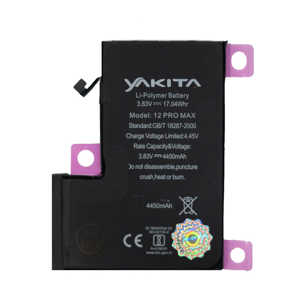 yakita extra power original battery compatible for iphone 12 pro max (a2411, a2342, a2410, a2412) 4450mah battery