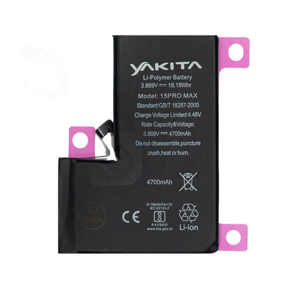 Yakita Extra Power Original Battery for Apple iPhone 15 Pro Max (A3121) 4700mAh Battery