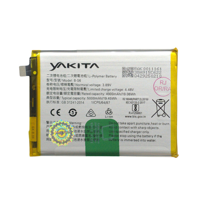 Yakita Original B-S6 Battery for Vivo T1 5G/ iQOO Z5 / iQOO Z5X 5000mAh