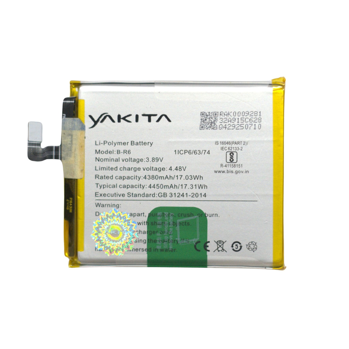 yakita original b-r6 battery for iqoo neo 855 (v1936a, v1936t)  - 4450mah
