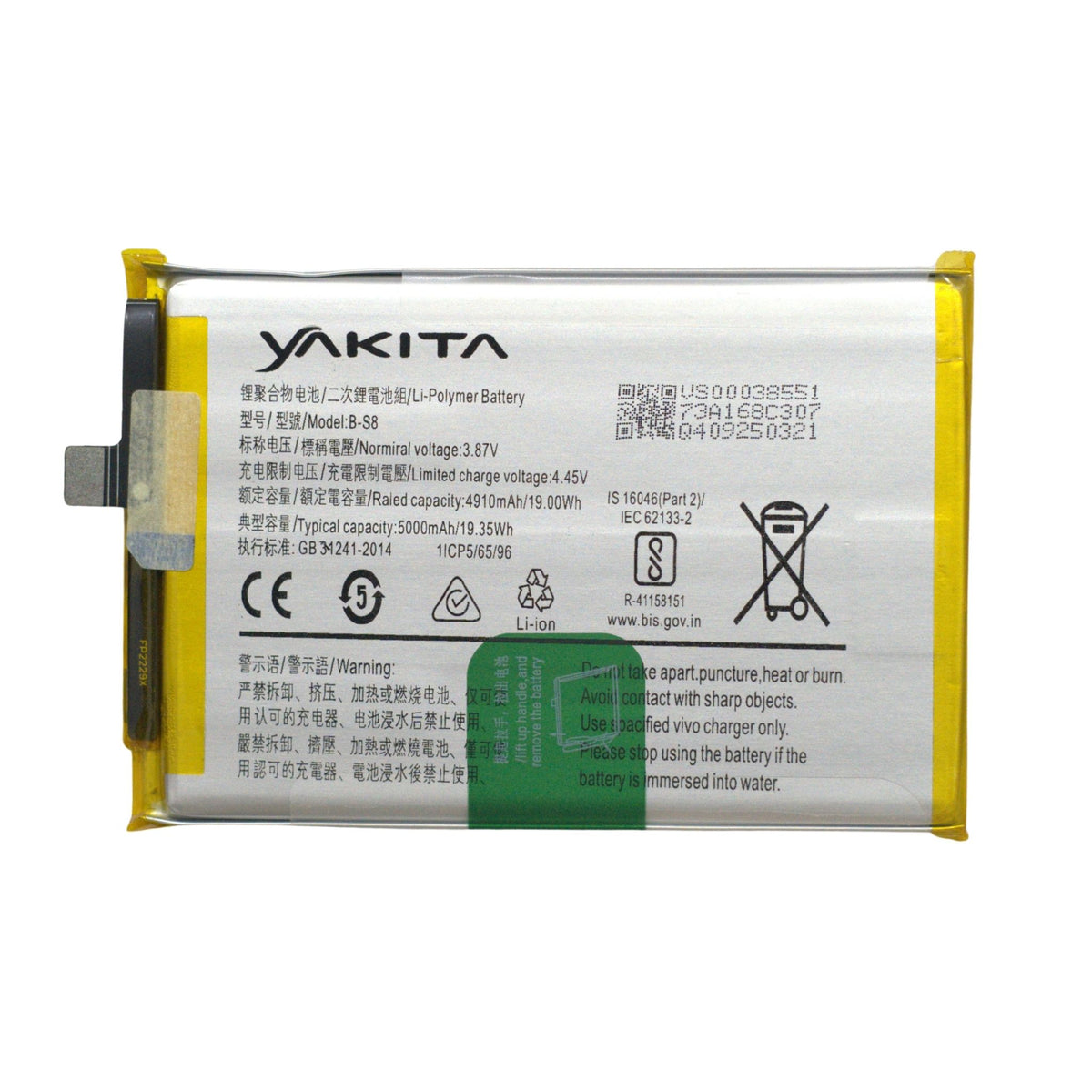 yakita original b-s8 battery for vivo y15a 5000mah