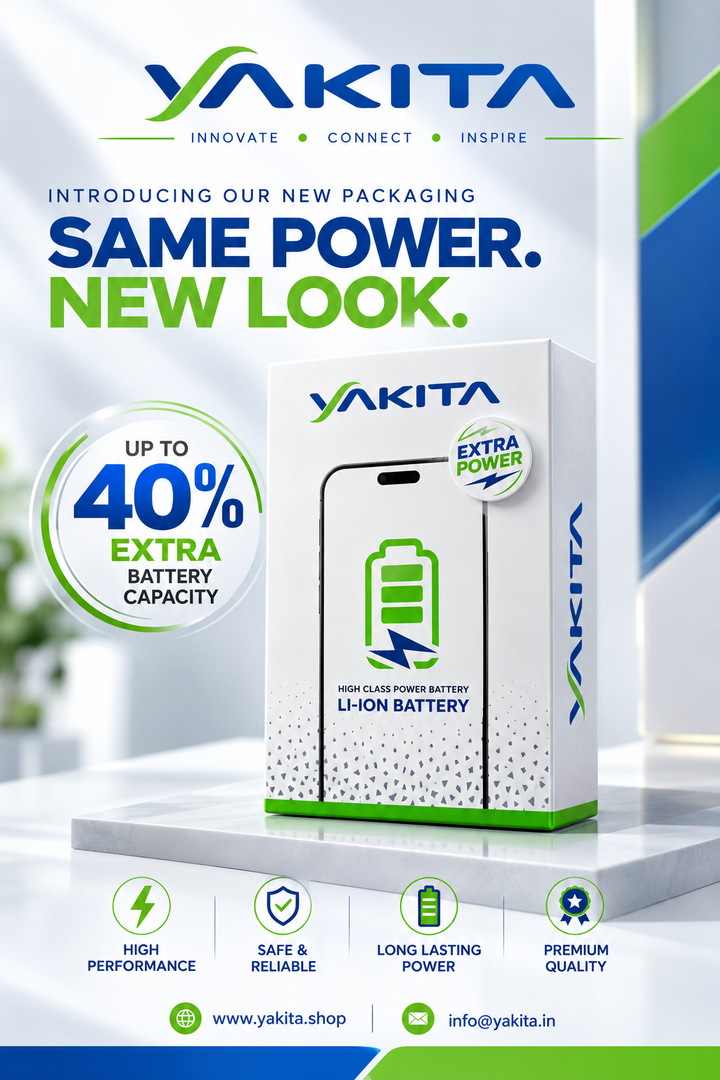 Yakita Extra Power battery in new packaging, up to 40% extra battery capacity